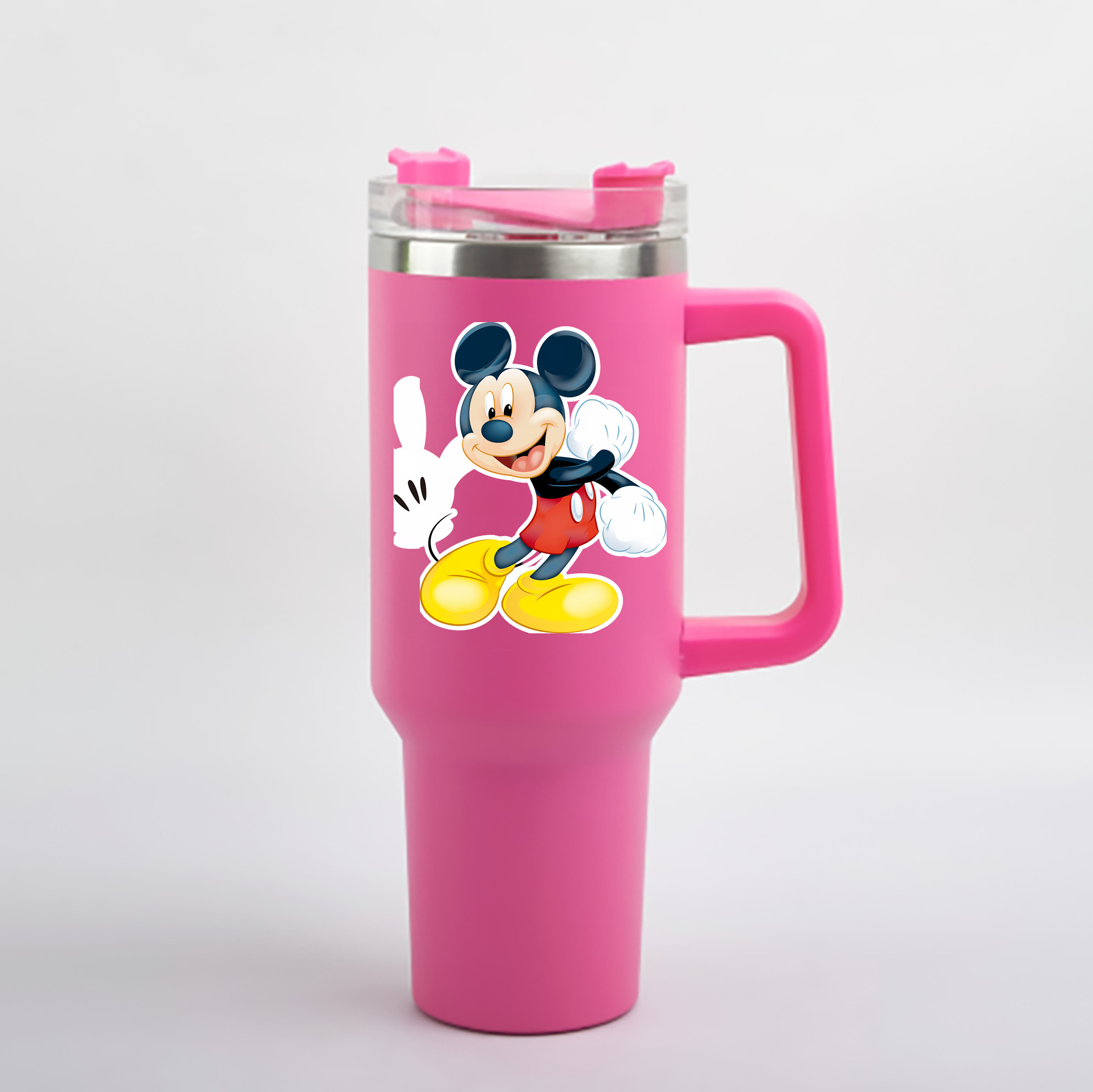 （画像用） ミッキーマウス Mickey Mouse 1200mL車用タンブラー - クリスタルステッカー（プラスチックストロー付き）